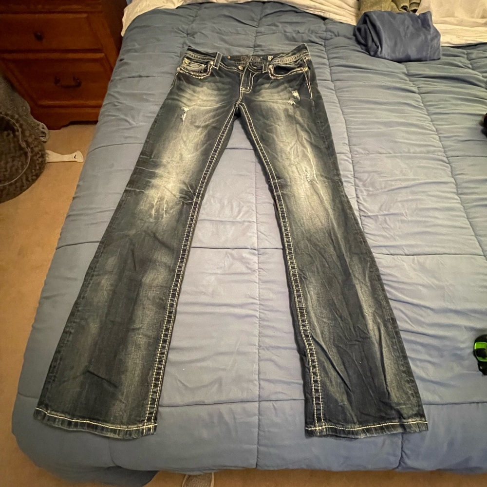 Miss Me Jeans - dark wash, boot cut with all the glorious rivets and crystals!